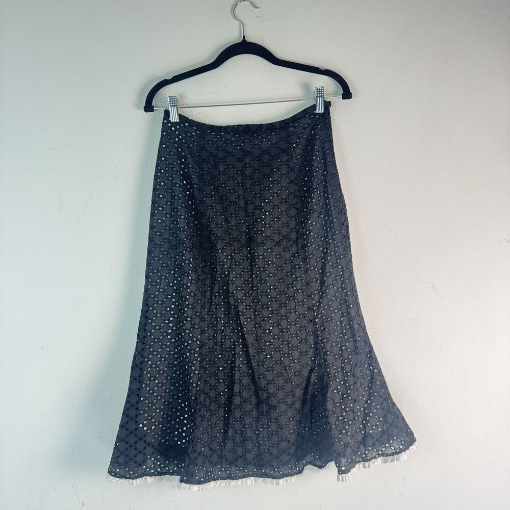 Rene Pontier NY Paris black midi flare skirt Boho Style Vintage Sz 8